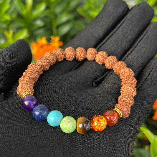 Rudraksha 7 Chakra Bracelet (8MM)