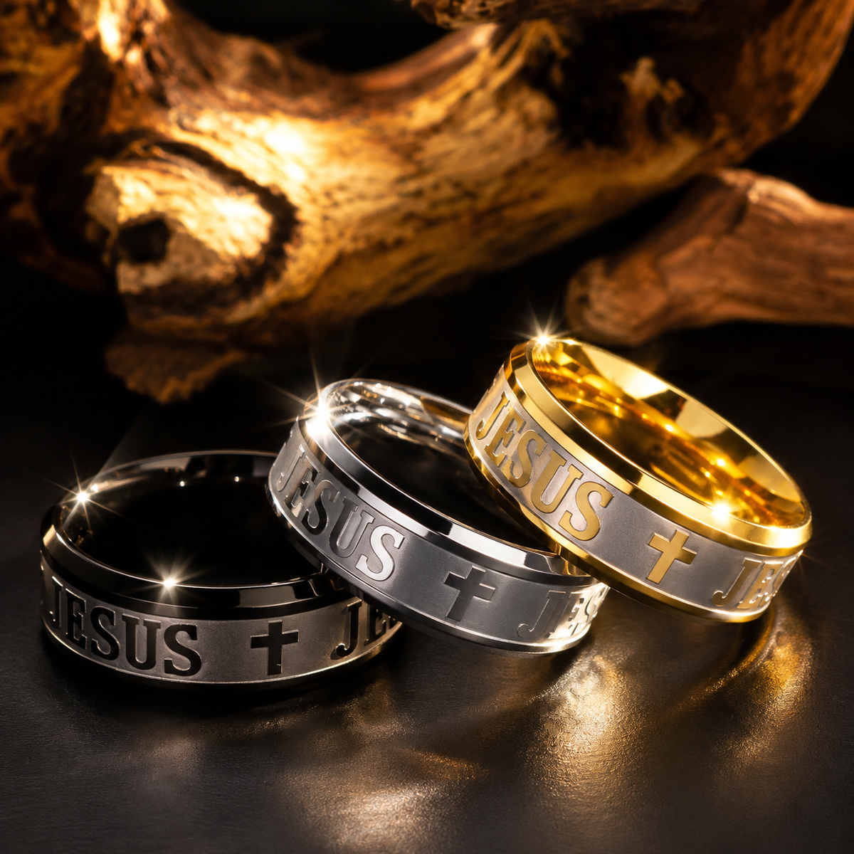 Stainless Steel “Jesus” Engraved Religious Rings