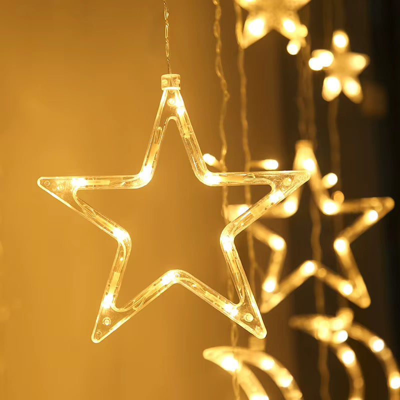 Decorative LED Curtain String Lights – Stars Design | RGB & Warm Yellow