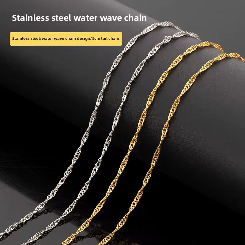 High Quality Stainless Steel Dainty Water Wave Chain (50cm Length)