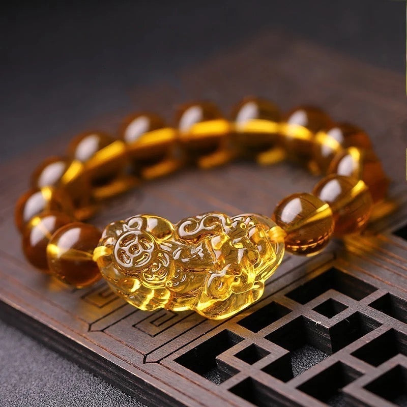 Citrine / Obsidian PiXiu-PiYao Wealth Bracelets