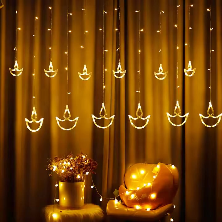 Hindu Deya Curtain LED String Lights