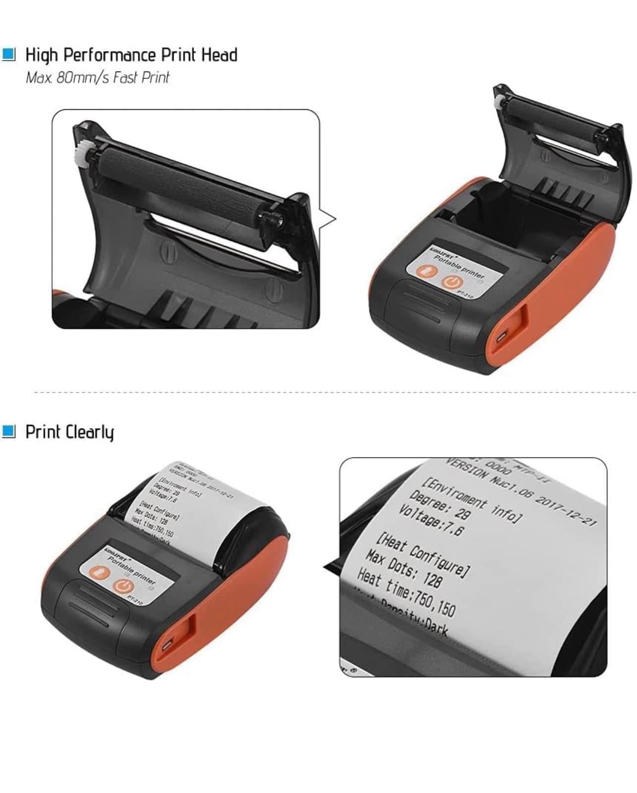 Mini 58mm Printer Portable Thermal Bluetooth Receipt Printer (+1 Free Paper Roll)