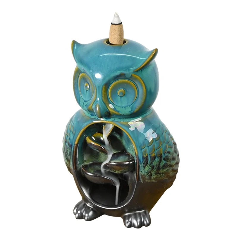 Owl Incense Holder +10 Free Back-Flow Incense