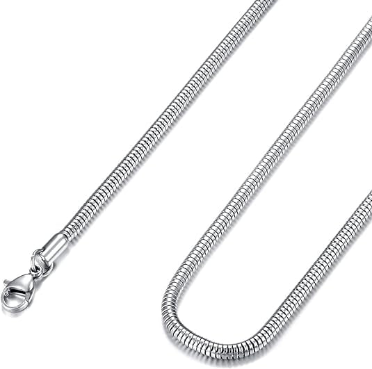 Stainless Steel Flat Snake Link Necklace Thin 2MM (22” - 56cm)