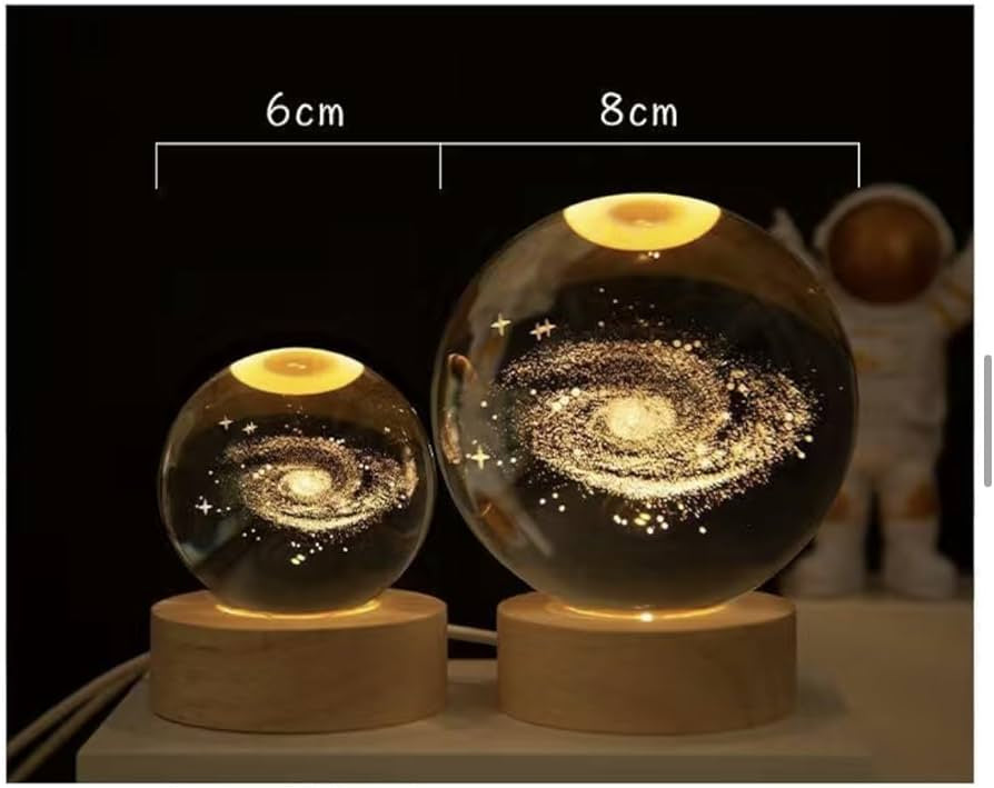 3D Laser Engraved Glass Crystal Ball Lamp Universe Astronomy Decor (Milky Way Galaxy)