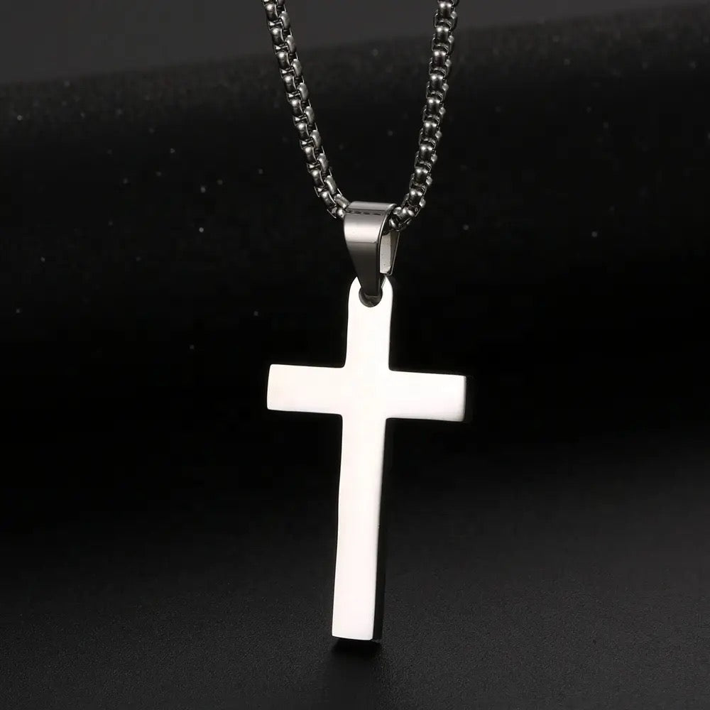 Customizable Stainless Steel Cross Necklace with Engraving