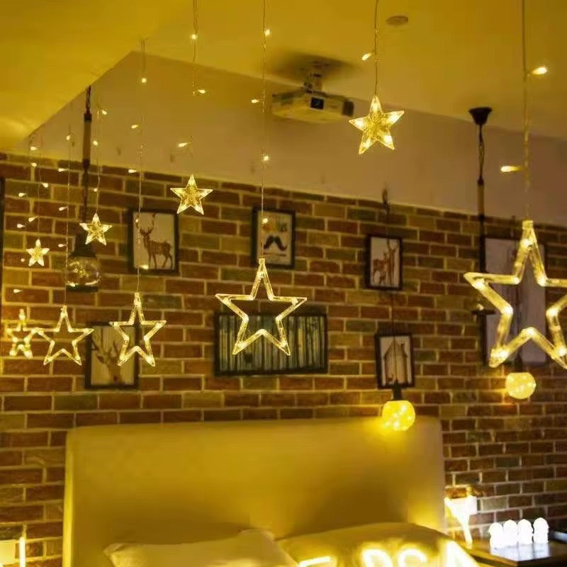 Decorative LED Curtain String Lights – Stars Design | RGB & Warm Yellow
