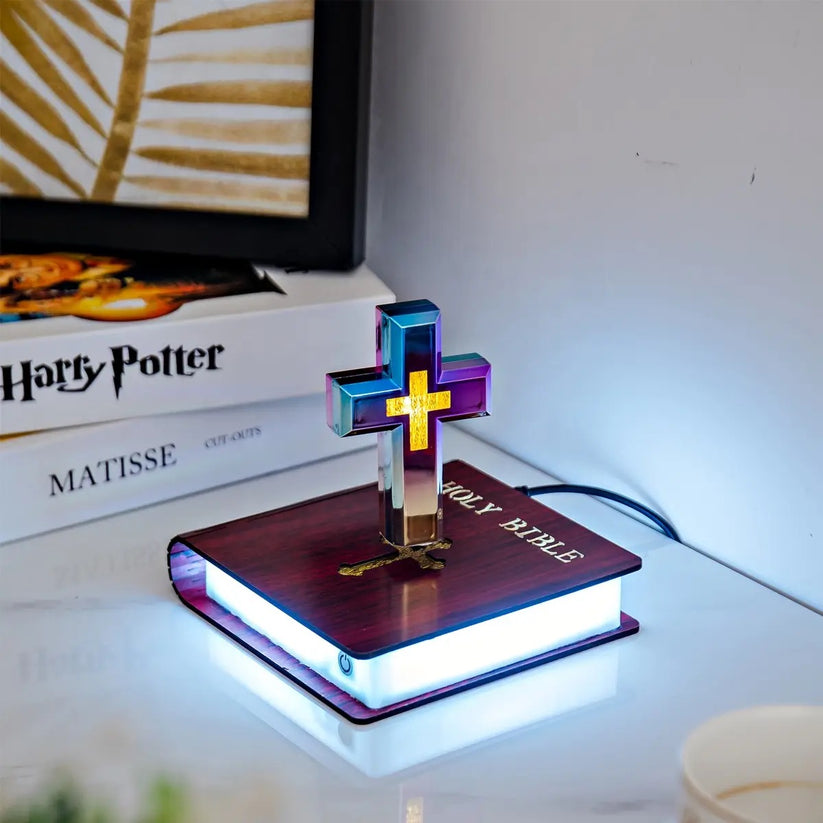 Magnetic Levitating / Floating Cross on Holy Bible – Trininecessities.com