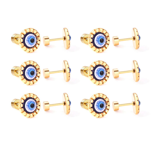 Stainless Steel Evil Eye Stopper Earrings