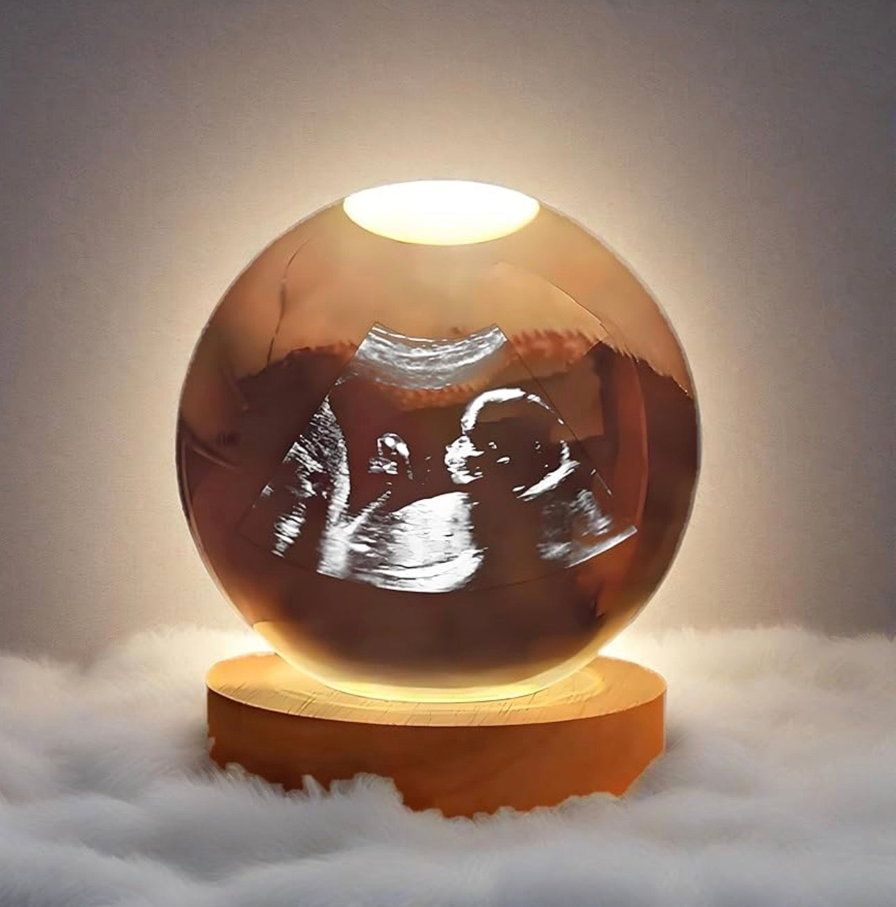 3D Laser Engraved 8cm Glass Crystal Ball Lamp (Ultrasound Baby Picture)