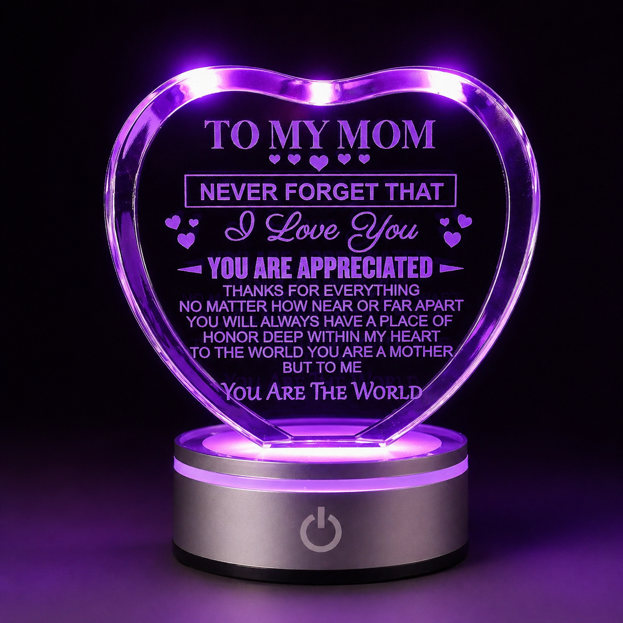 K9 Glass Crystal 3D Laser Engraved Mother’s Love Lamp