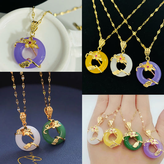 Agate Stone Rose Vine Necklaces