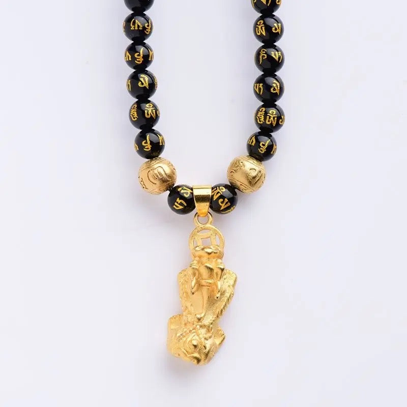 Feng Shui Pixiu Obsidian Wealth Necklace