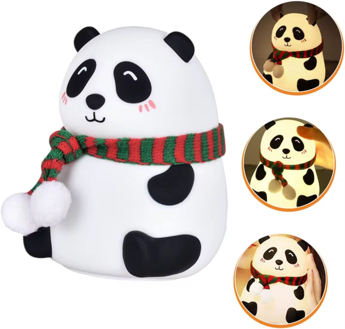 Adorable Squishy Silicone Animal Night Light (Panda with Scarf)
