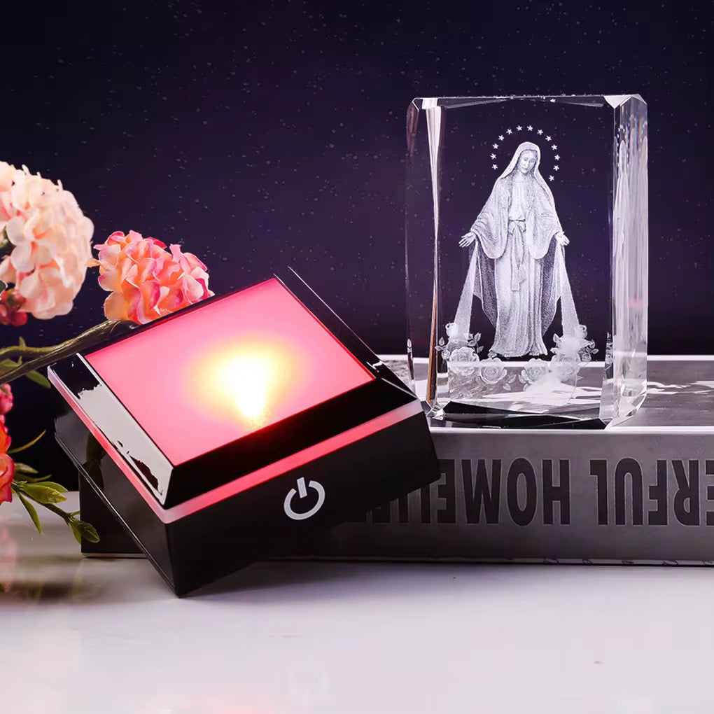 K9 Glass Crystal 3D Laser Engraved Virgin Marry Lamp