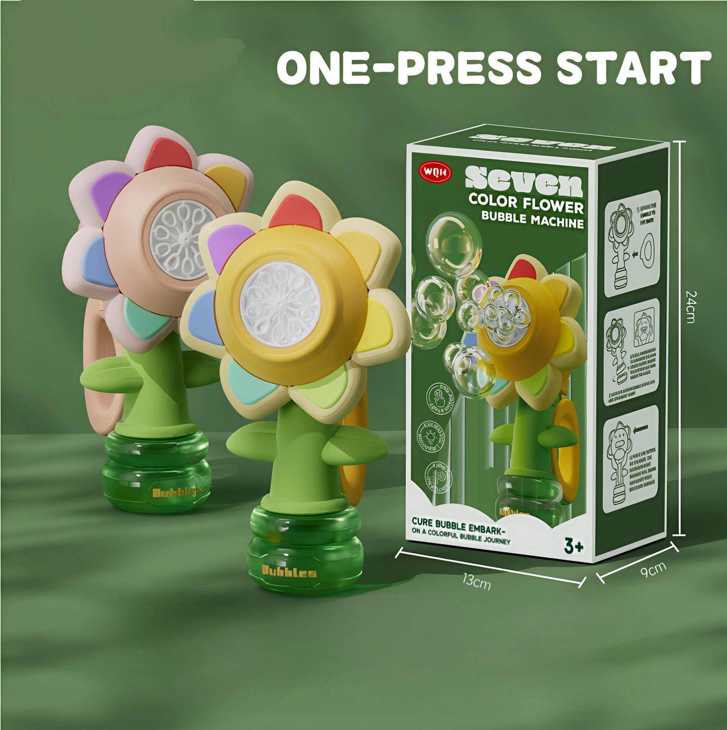 Electric Seven Color Dancing Flower Shaking Head Rotating Automatic Bubble Machine