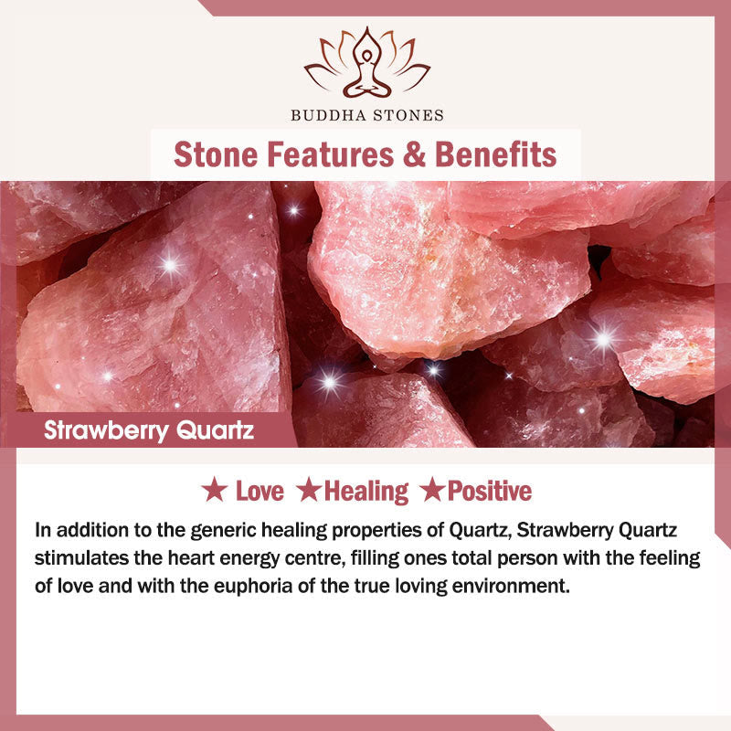 Strawberry Quartz Crystal Jade Charm Bracelet