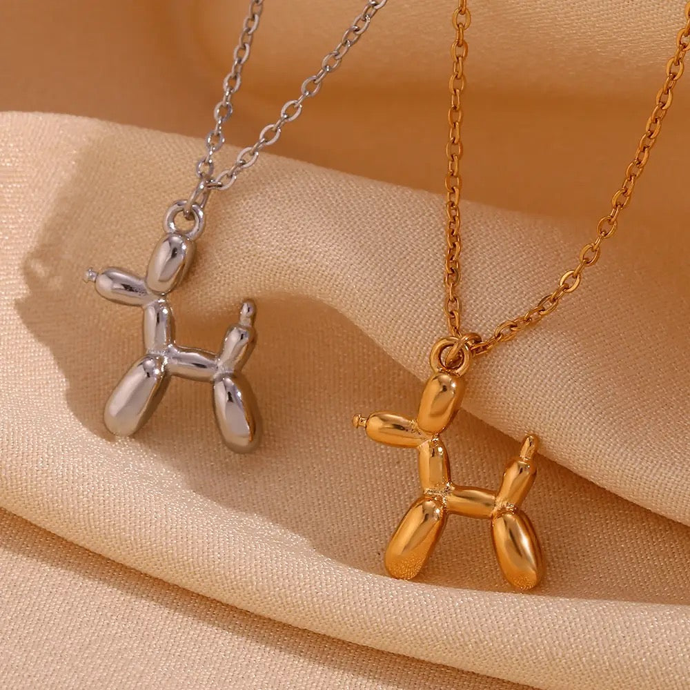 Stainless Steel Cute Animal Balloon Dog  Necklace