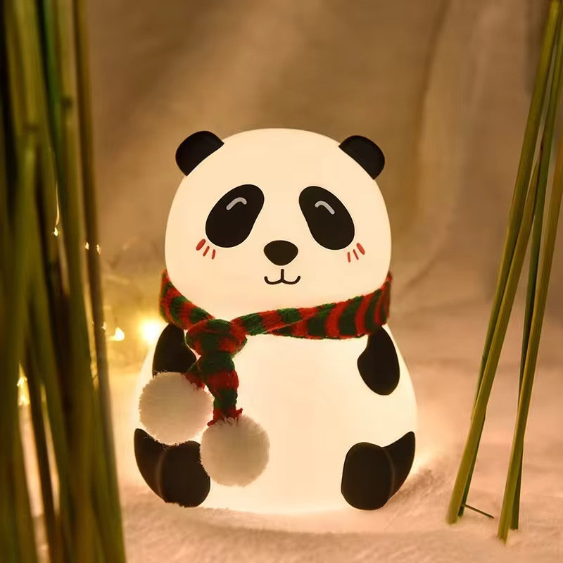 Adorable Squishy Silicone Animal Night Light (Panda with Scarf)
