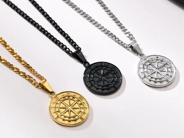 Stainless Steel Compass - Navigation Necklace