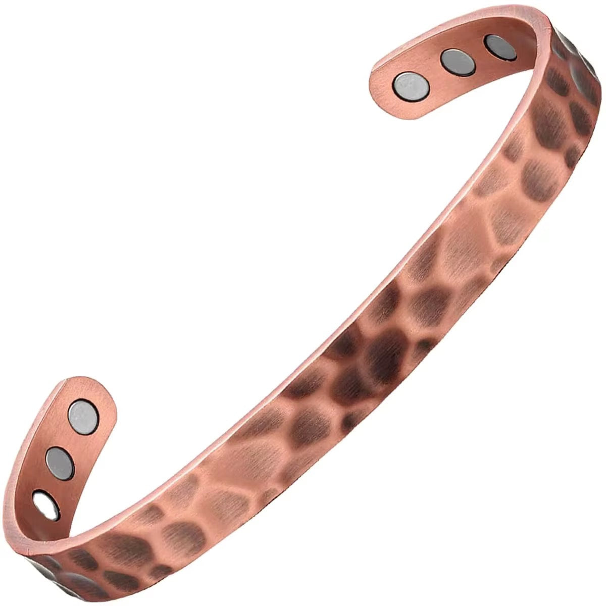 Adjustable Ultra Strength Pure Copper Magnetic Bracelet (99.99% Copper) Hammered Design
