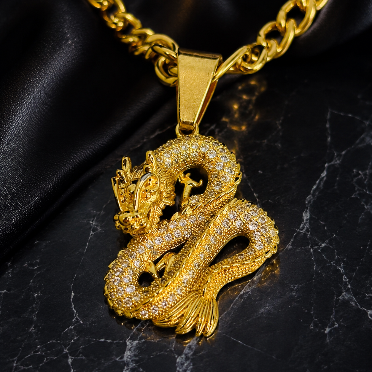 Stainless Steel Dragon Zircon Chains