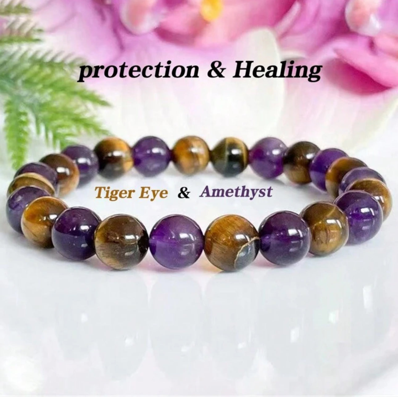 Tiger Eye + Amethyst Protection & Healing Bracelet