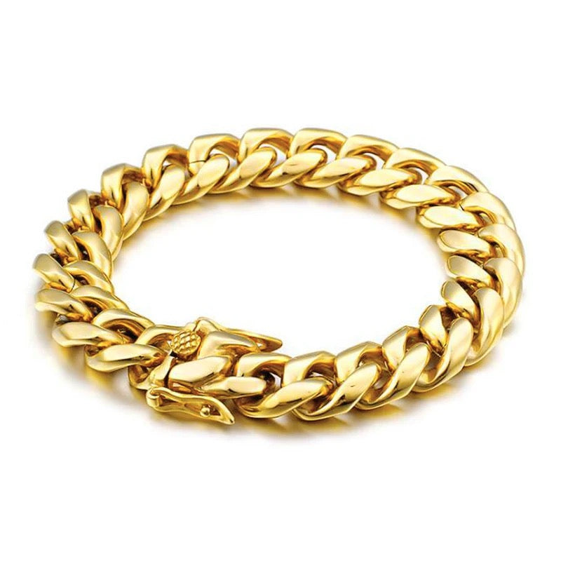 Thick Stainless Steel Cuban Link (Gold)