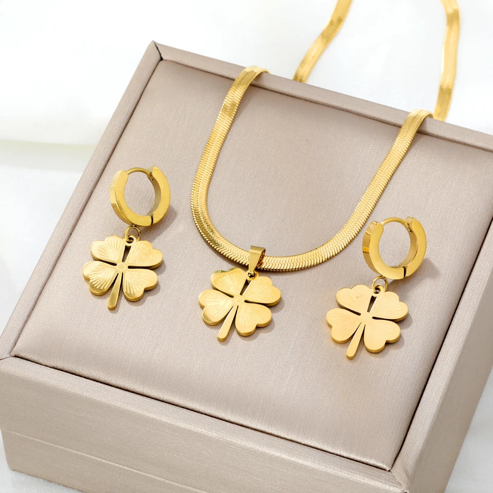 High Quality Stainless Steel Four Leaf Clover 3pc Set