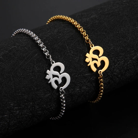 Stainless Steel Hindu “OM” Symbol Adjustable Bracelet