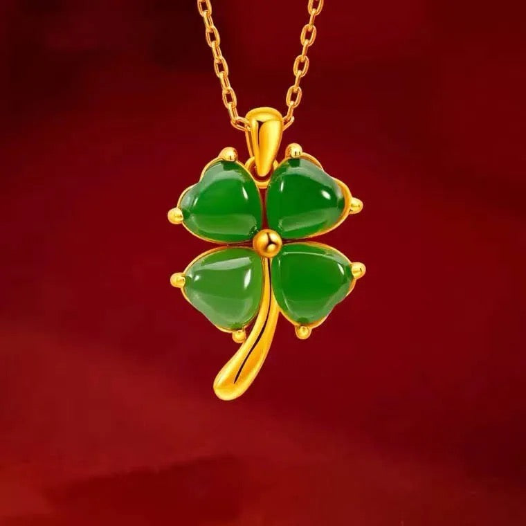 Mini Clover Jade Necklace