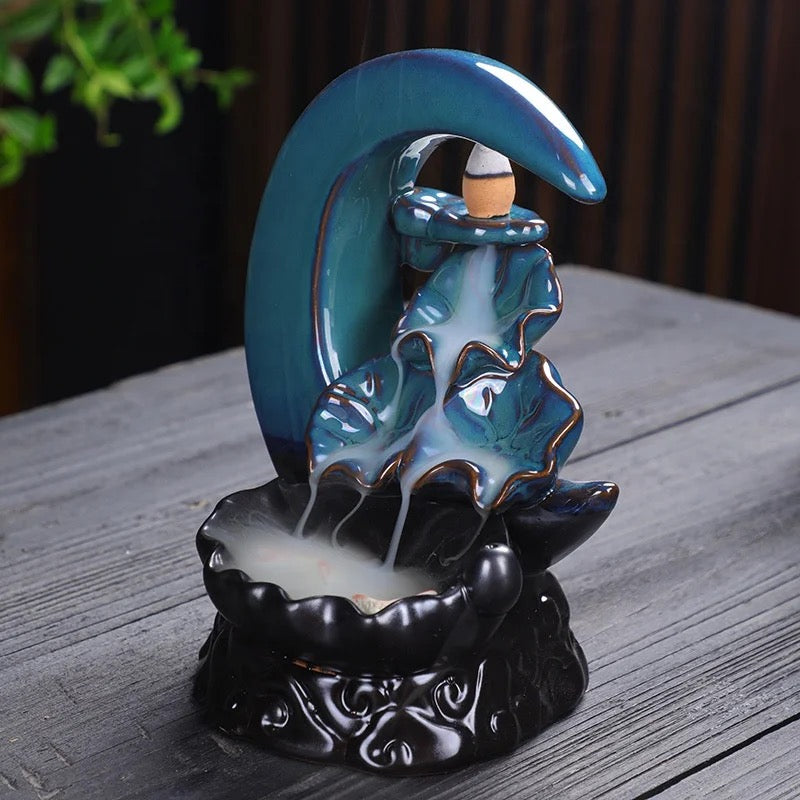 Moon Crescent Incense Holder +10 Free Back-Flow Incense