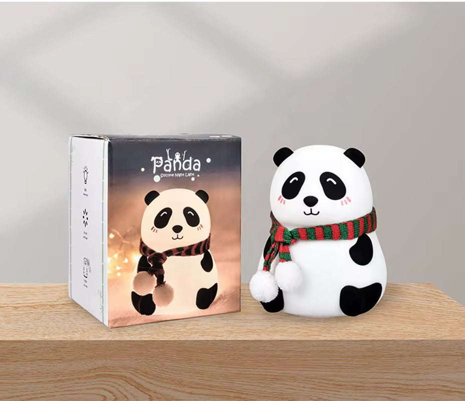 Adorable Squishy Silicone Animal Night Light (Panda with Scarf)
