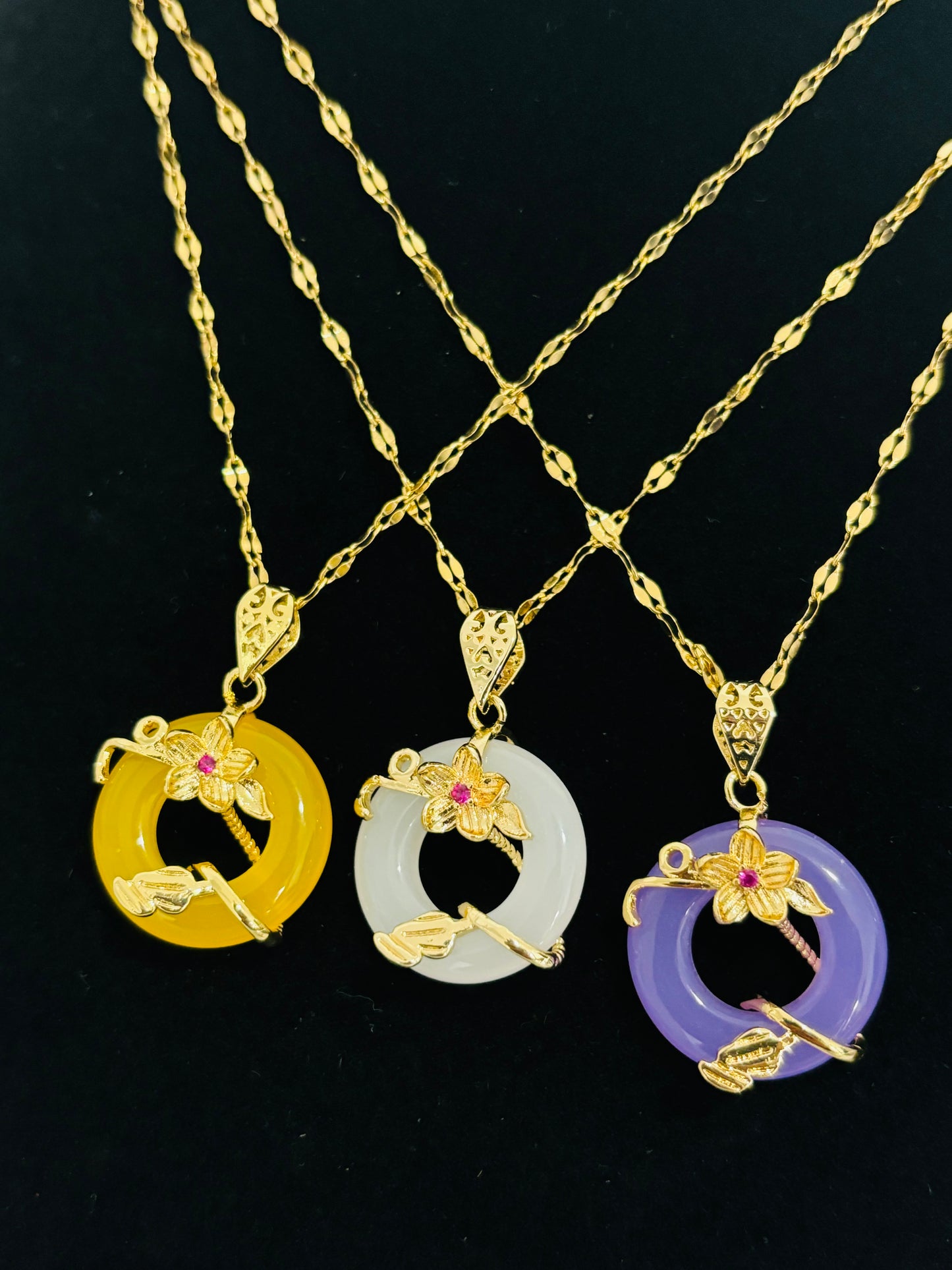 Agate Stone Rose Vine Necklaces