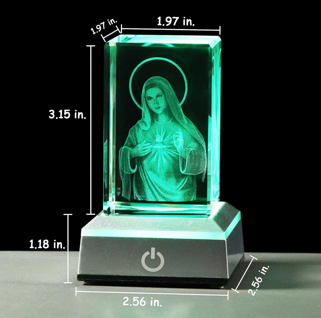 K9 Glass Crystal 3D Laser Engraved Virgin Mary Lamp