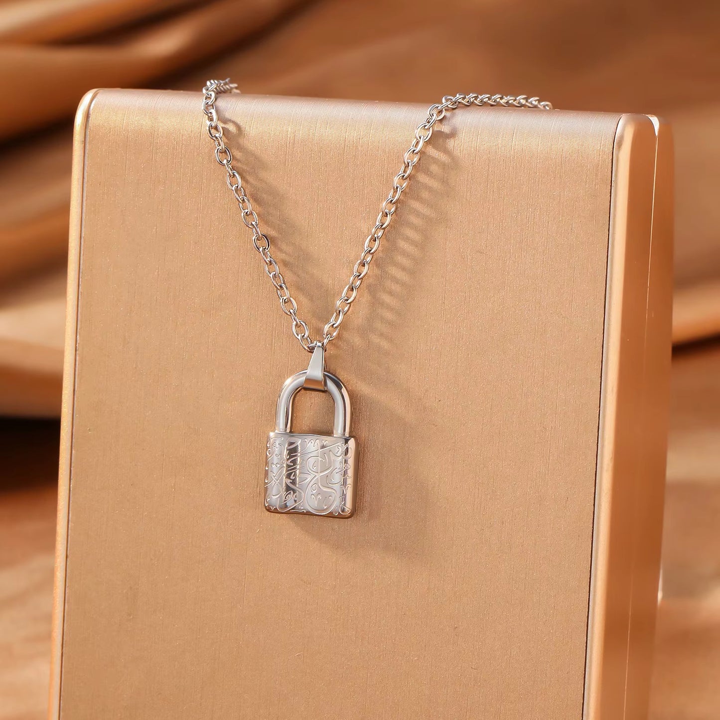 Arabic Happiness Lock & Key Stainless Steel Necklace