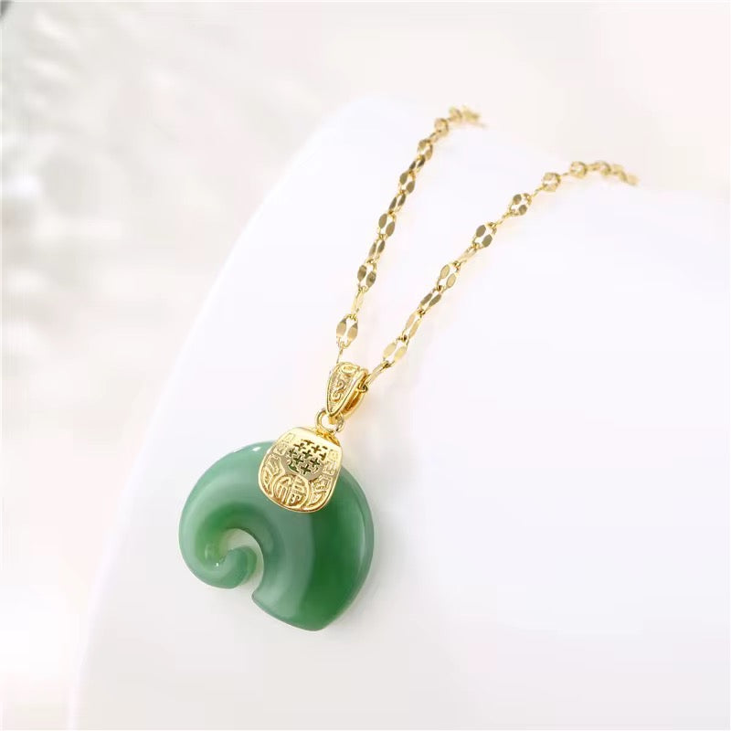 Natural Jade Stone Elephant Set (2pc)