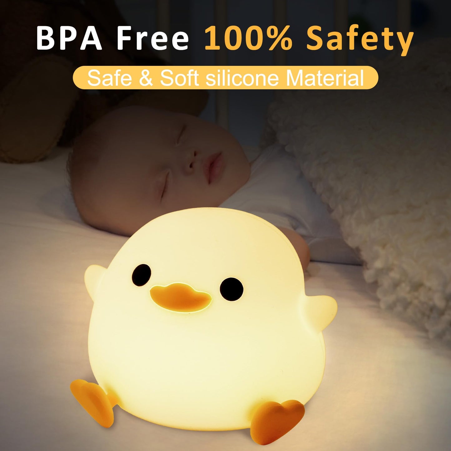 Adorable Squishy Silicone Animal Night Light (Baby Duck)