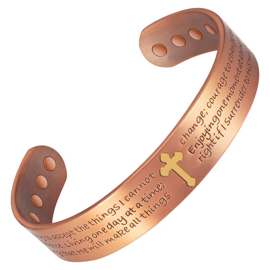 Adjustable Ultra Strength Pure Copper Magnetic Bracelet (99.99% Copper) - Christian Serenity Prayer Designed