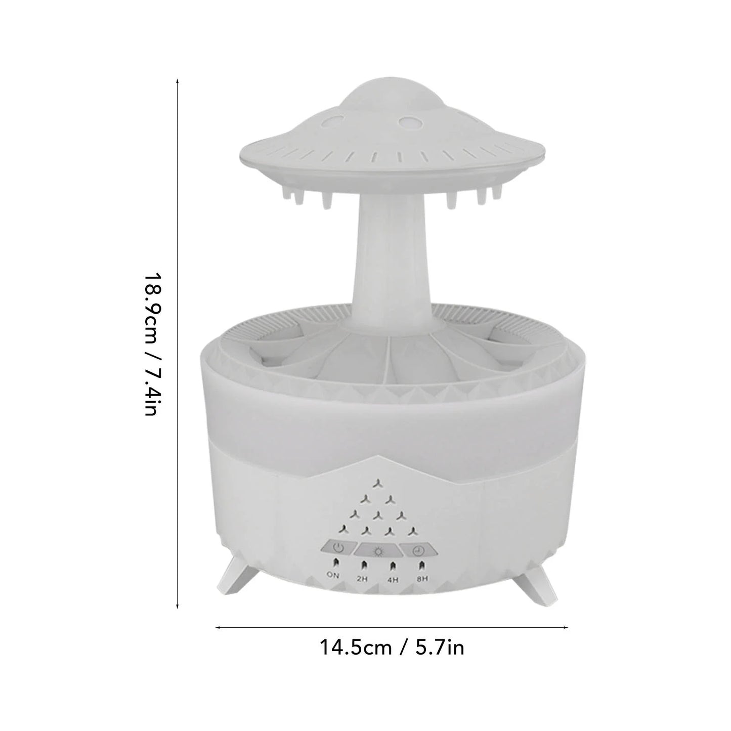 White UFO Rain Humidifier, 7-Color LED Aroma Diffuser + Remote Control