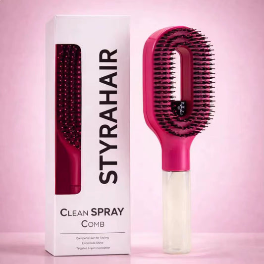 2-in-1 Ionic Hair Mist Brush with Built-In Spray Bottle – Pink