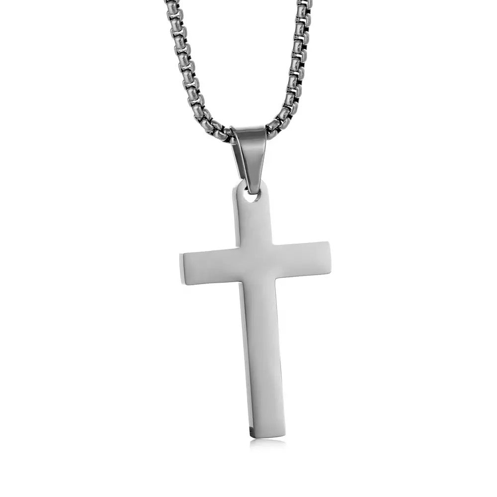 Customizable Stainless Steel Cross Necklace with Engraving