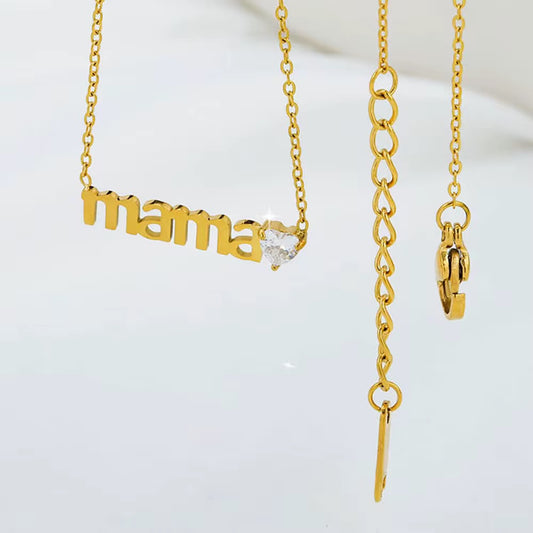 High Quality Stainless Steel ‘Mama’ Zircon Necklace