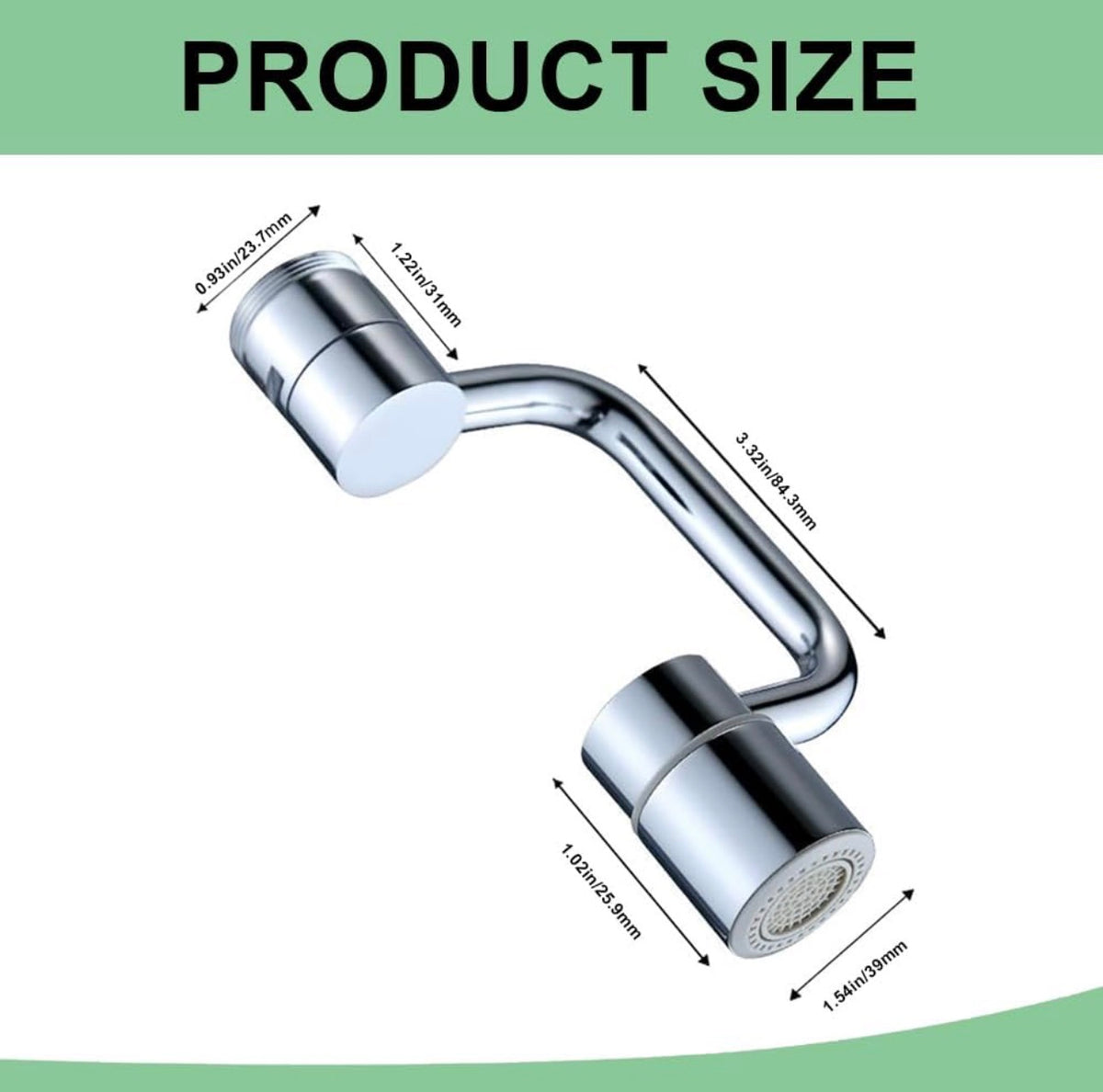 360° Stainless Steel Faucet Extender and Aerator with 2 Spray Modes