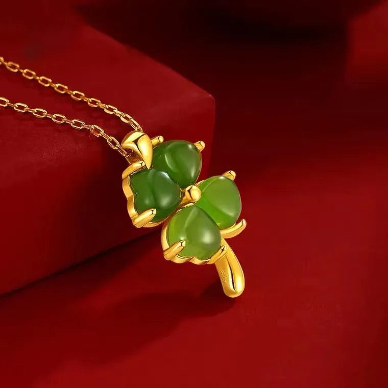 Mini Clover Jade Necklace