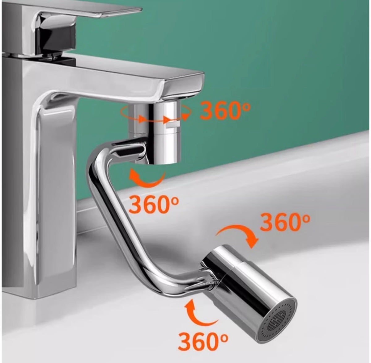 360° Stainless Steel Faucet Extender and Aerator with 2 Spray Modes