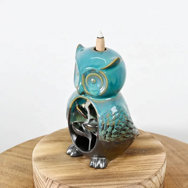 Owl Incense Holder +10 Free Back-Flow Incense