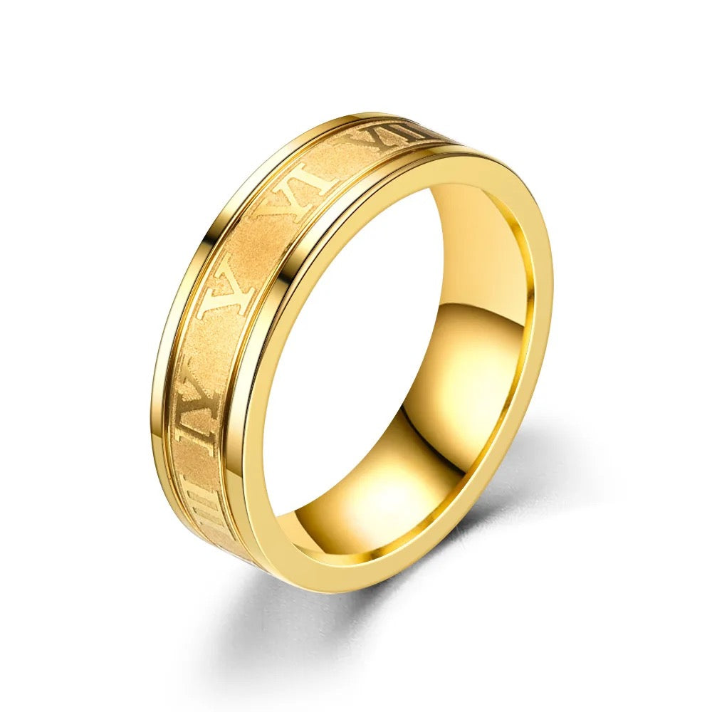 Stainless Steel Roman Numeric Ring