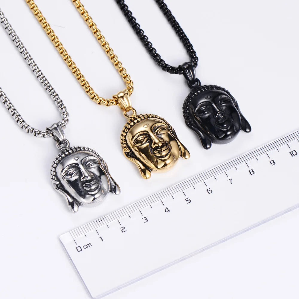 Stainless Steel Buddha Head Necklace